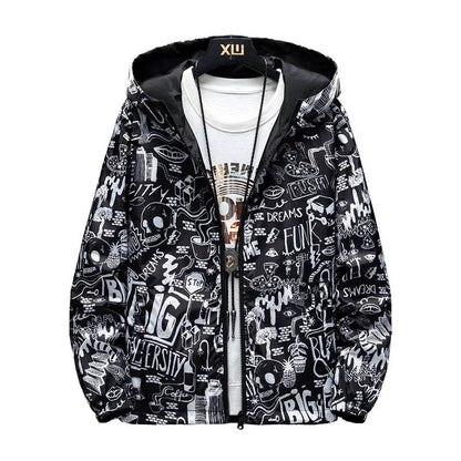 Strewear Graffiti Printed Reversible Male God Jacket - Lightweight Fashion - Buy Center UK