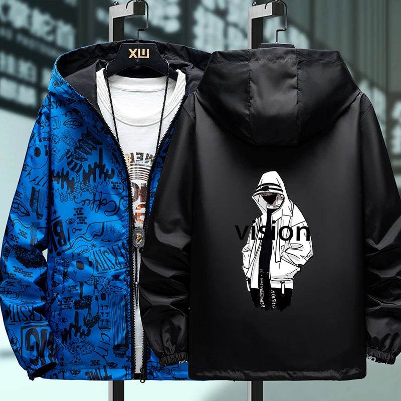 Strewear Graffiti Printed Reversible Male God Jacket - Lightweight Fashion - Buy Center UK