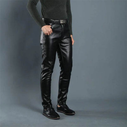 Buy Center Men's Faux Leather Pants - Slim Fit Black Leggings - Buy Center UK