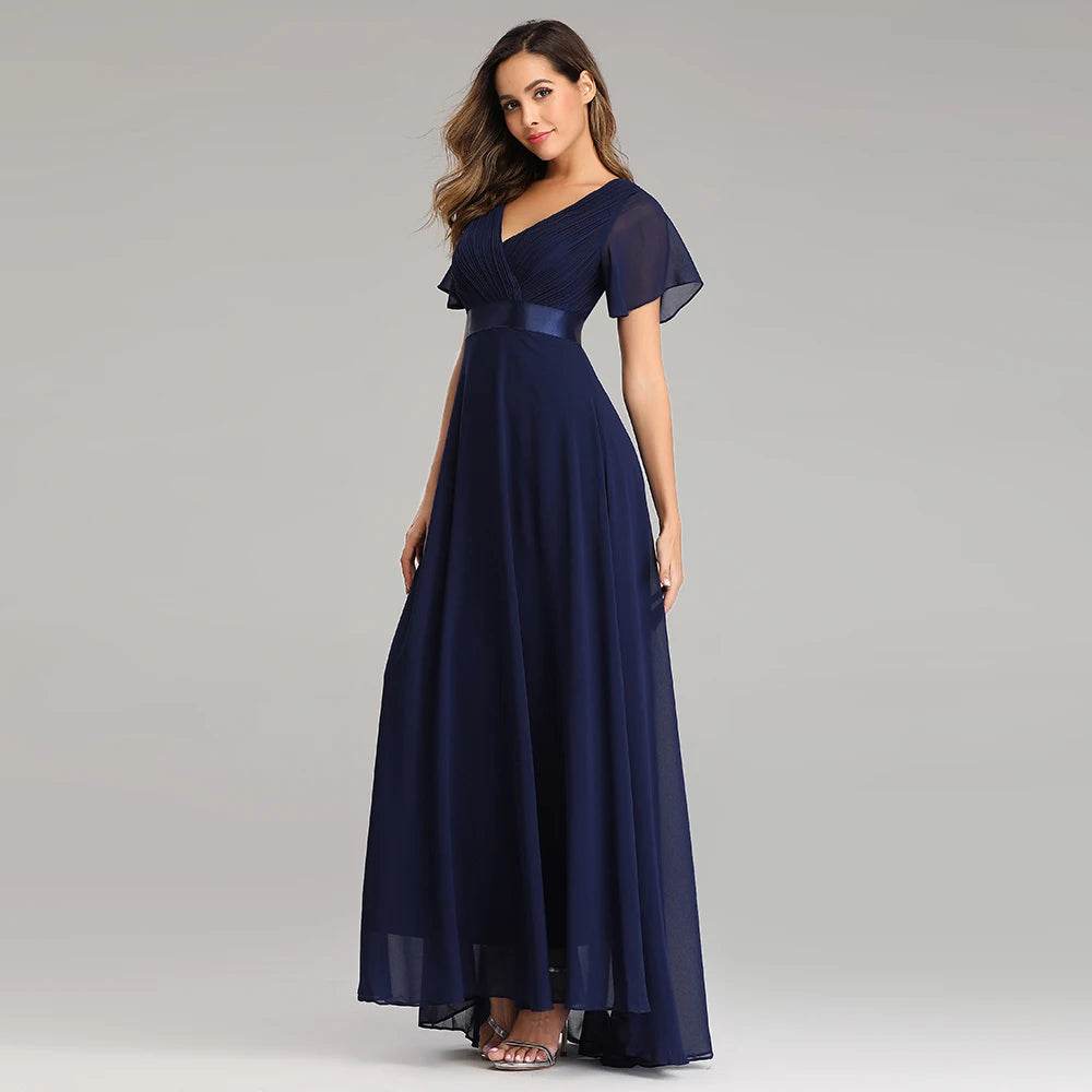 XUCTHHC Elegant V-Neck Evening Gown - Ruffles for Wedding Parties - Buy Center UK
