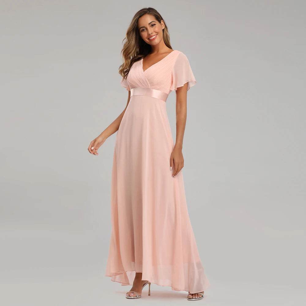 XUCTHHC Elegant V-Neck Evening Gown - Ruffles for Wedding Parties - Buy Center UK
