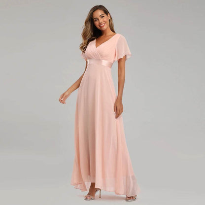 XUCTHHC Elegant V-Neck Evening Gown - Ruffles for Wedding Parties - Buy Center UK