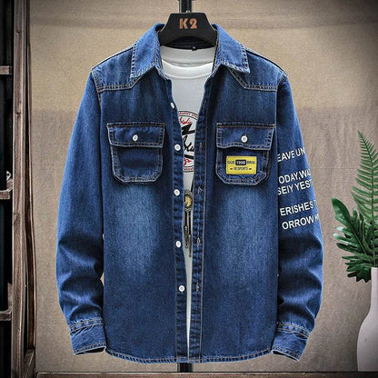 Buy Center Men's Slim Long Sleeve Denim Shirt - Stylish Cotton Top - Buy Center UK