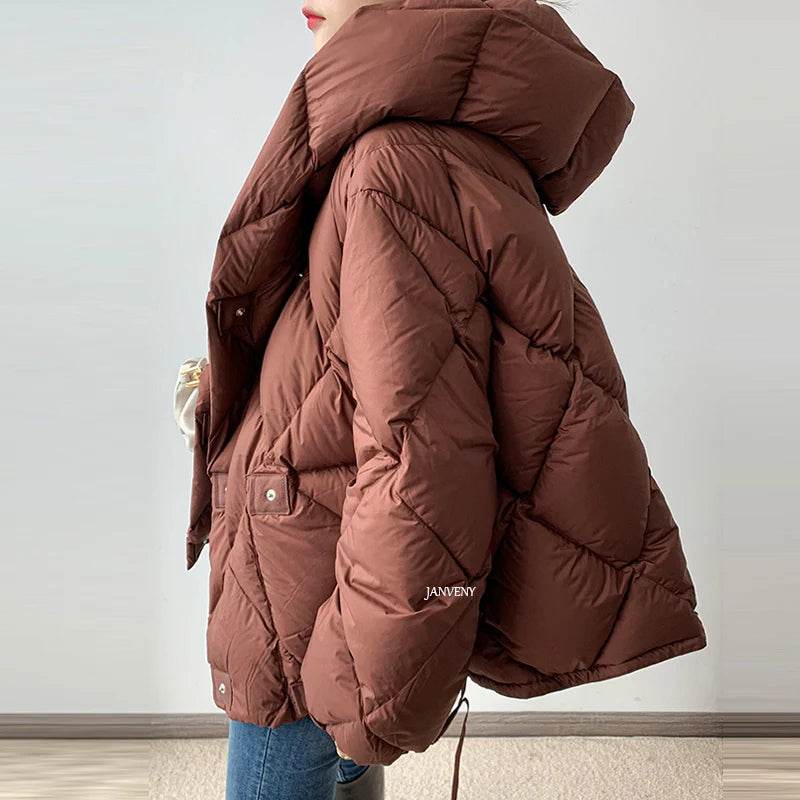 2024 Winter Women’s Short Jacket - 90% White Duck Down Puffer - Buy Center UK