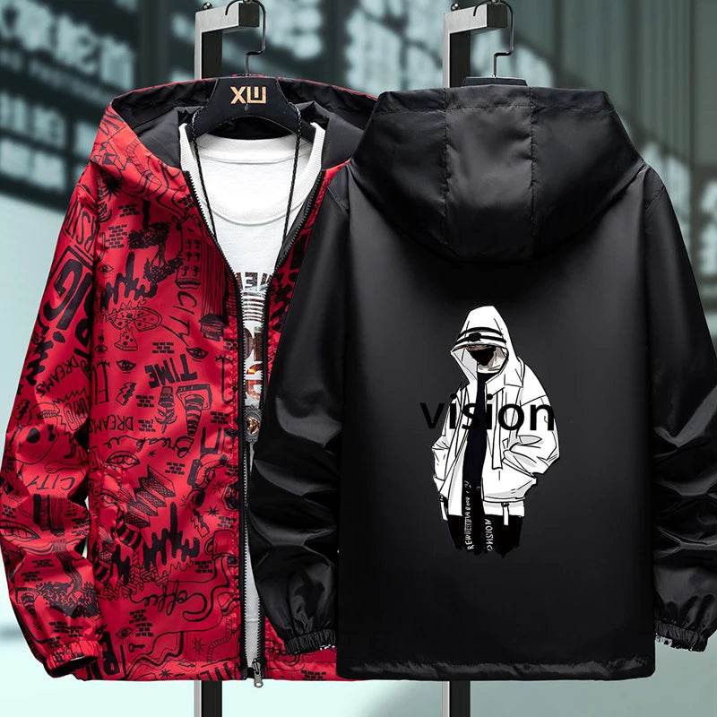 Strewear Graffiti Printed Reversible Male God Jacket - Lightweight Fashion - Buy Center UK