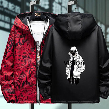 Strewear Graffiti Printed Reversible Male God Jacket - Lightweight Fashion - Buy Center UK