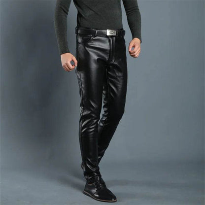 Buy Center Men's Faux Leather Pants - Slim Fit Black Leggings - Buy Center UK