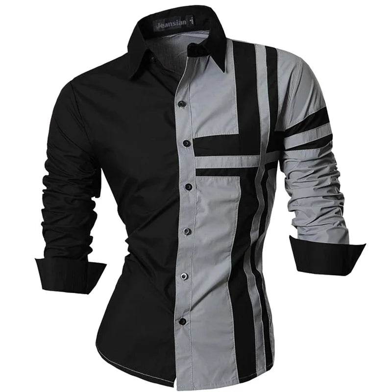jeansian Men's Long Sleeve Casual Shirt - Spring Autumn Essential - Buy Center UK