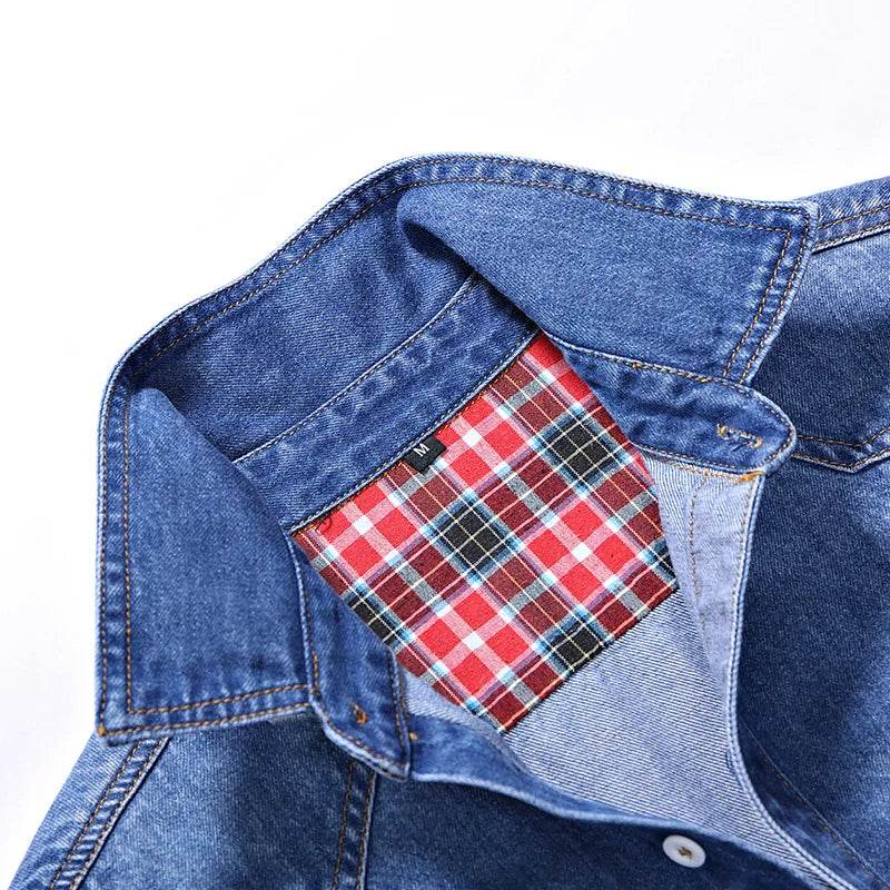 Buy Center Men's Slim Long Sleeve Denim Shirt - Stylish Cotton Top - Buy Center UK