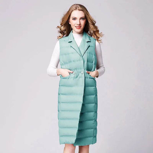Buy Center Women's Knee Length Duck Down Vest - Lightweight & Stylish - Buy Center UK