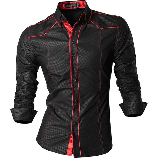 jeansian Men's Long Sleeve Casual Shirt - Spring Autumn Essential - Buy Center UK