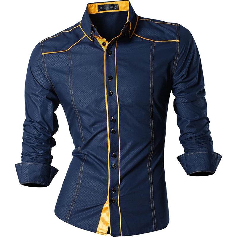 jeansian Men's Long Sleeve Casual Shirt - Spring Autumn Essential - Buy Center UK
