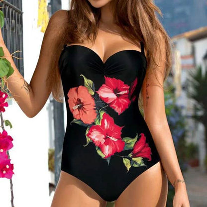 Buy Center Sexy One Piece Swimsuit - Floral Print, Push Up Support - Buy Center UK