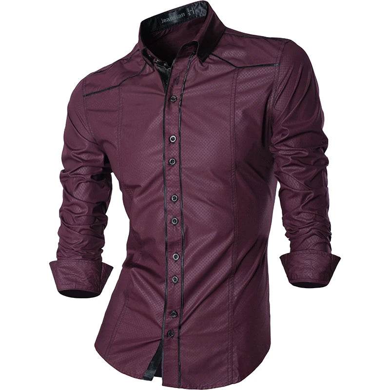 jeansian Men's Long Sleeve Casual Shirt - Spring Autumn Essential - Buy Center UK