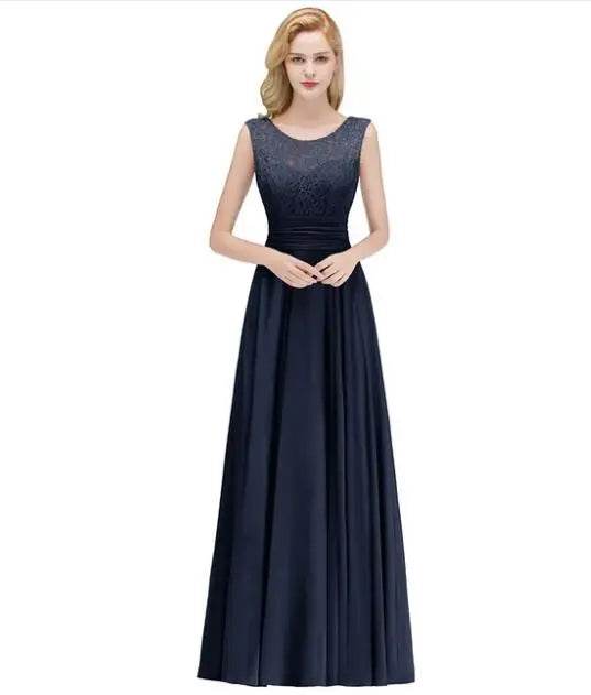 MisShow Sleeveless Lace A-Line Bridesmaids Dress - Elegant Chiffon Gown - Buy Center UK