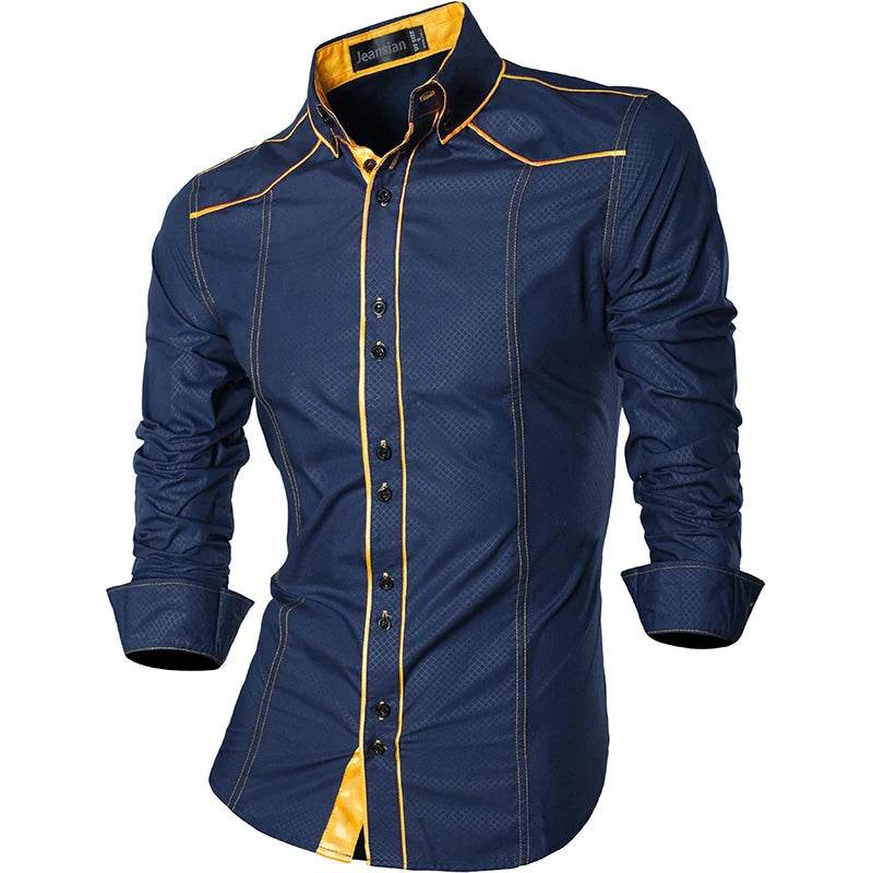 jeansian Men's Long Sleeve Casual Shirt - Spring Autumn Essential - Buy Center UK