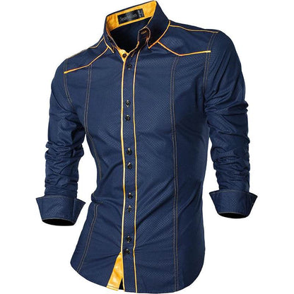 jeansian Men's Long Sleeve Casual Shirt - Spring Autumn Essential - Buy Center UK