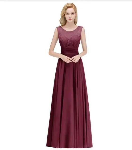 MisShow Sleeveless Lace A-Line Bridesmaids Dress - Elegant Chiffon Gown - Buy Center UK