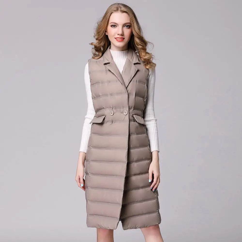 Buy Center Women's Knee Length Duck Down Vest - Lightweight & Stylish - Buy Center UK