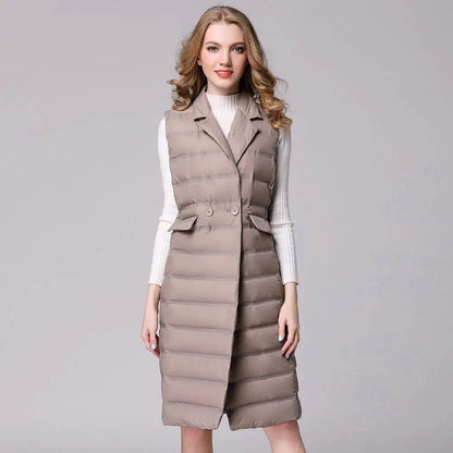 Buy Center Women's Knee Length Duck Down Vest - Lightweight & Stylish - Buy Center UK