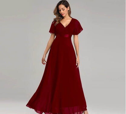 XUCTHHC Elegant V-Neck Evening Gown - Ruffles for Wedding Parties - Buy Center UK