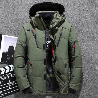 Buy Center Men's White Duck Down Jacket - Warm Hooded Puffer Coat - Buy Center UK