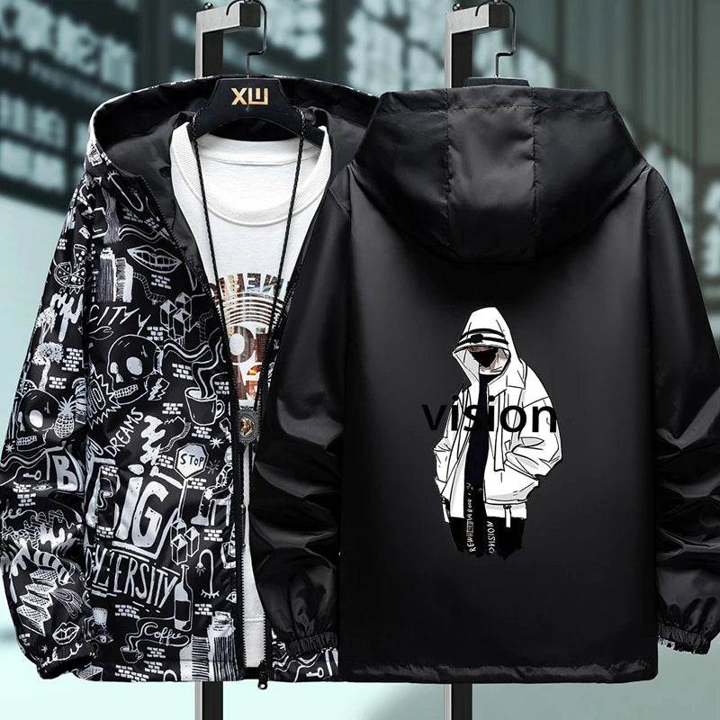 Strewear Graffiti Printed Reversible Male God Jacket - Lightweight Fashion - Buy Center UK