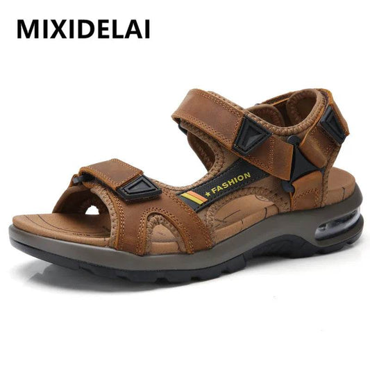 Comfortable Men's Leather Sandals - Summer Flip Flops for Outings - Buy Center UK