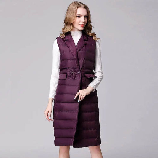 Buy Center Women's Knee Length Duck Down Vest - Lightweight & Stylish - Buy Center UK