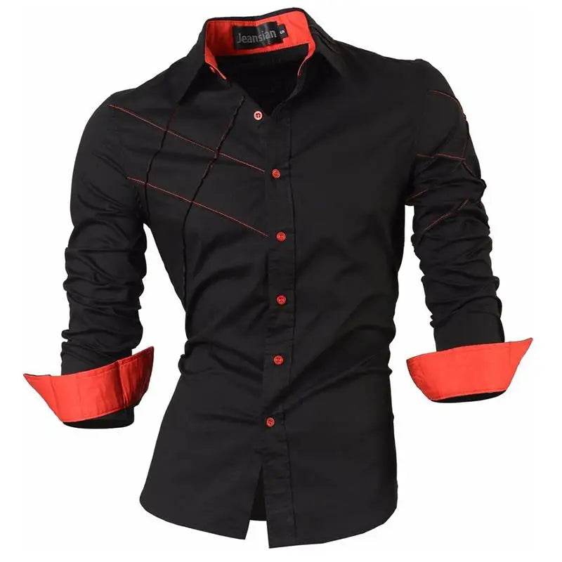 jeansian Men's Long Sleeve Casual Shirt - Spring Autumn Essential - Buy Center UK