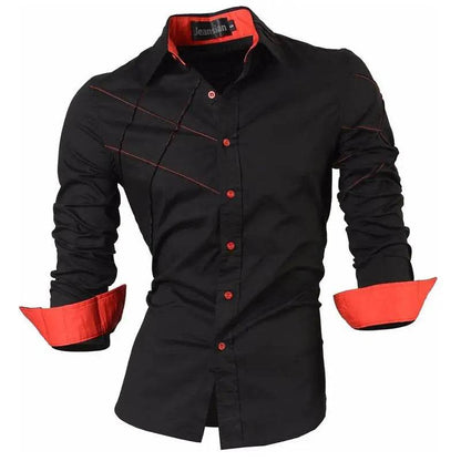jeansian Men's Long Sleeve Casual Shirt - Spring Autumn Essential - Buy Center UK
