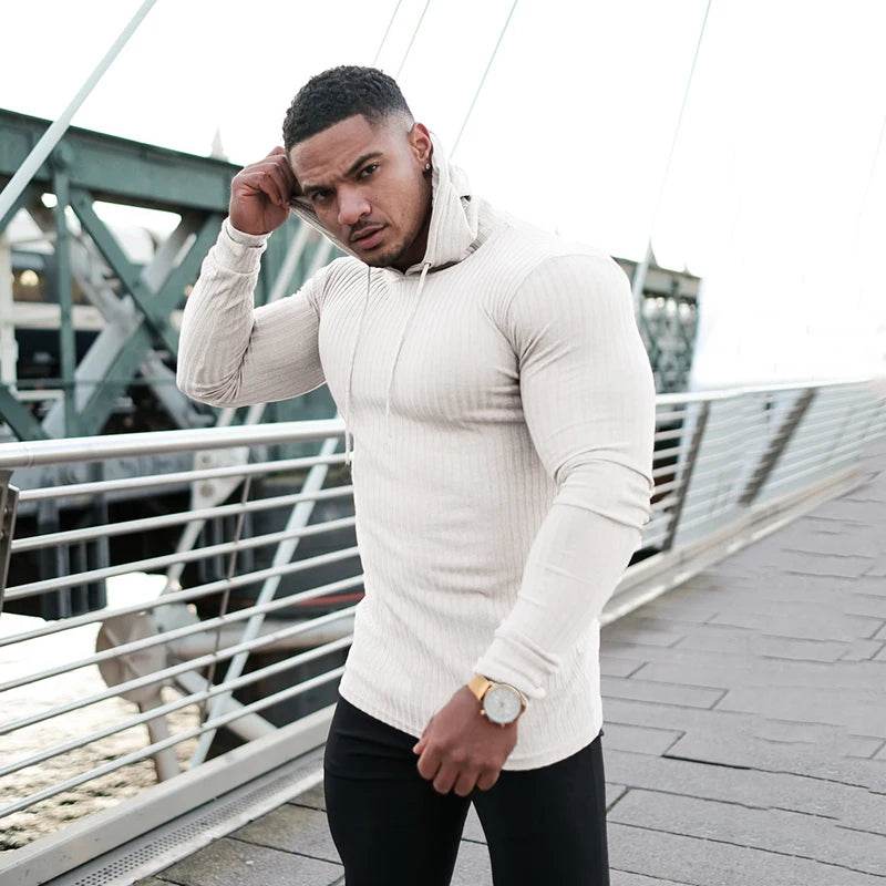 Buy Center Spring Fitness Hooded Sweater - Slim Fit Turtleneck for Men - Buy Center UK