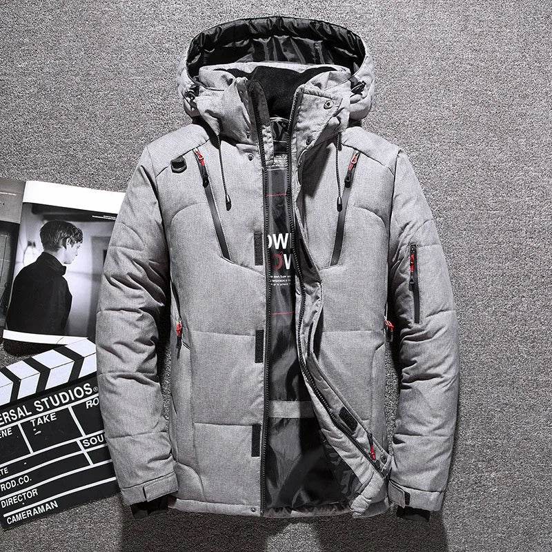 Buy Center Men's White Duck Down Jacket - Warm Hooded Puffer Coat - Buy Center UK