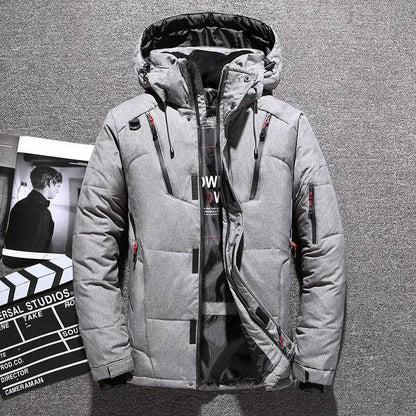 Buy Center Men's White Duck Down Jacket - Warm Hooded Puffer Coat - Buy Center UK