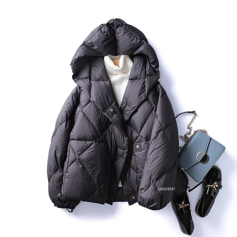 2024 Winter Women’s Short Jacket - 90% White Duck Down Puffer - Buy Center UK