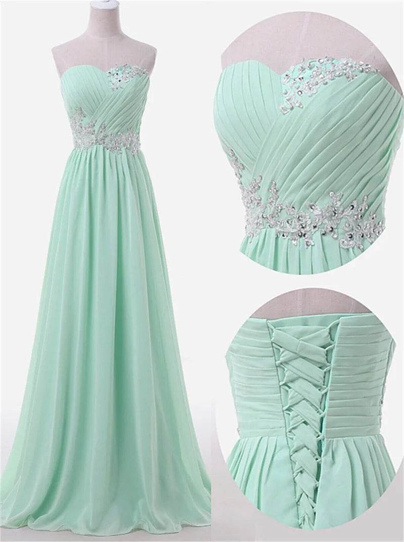 Elegant A-Line Chiffon Bridesmaid Dress - Beading & Appliques - Buy Center UK