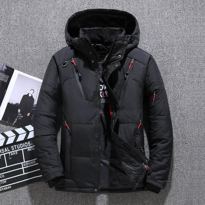 Buy Center Men's White Duck Down Jacket - Warm Hooded Puffer Coat - Buy Center UK
