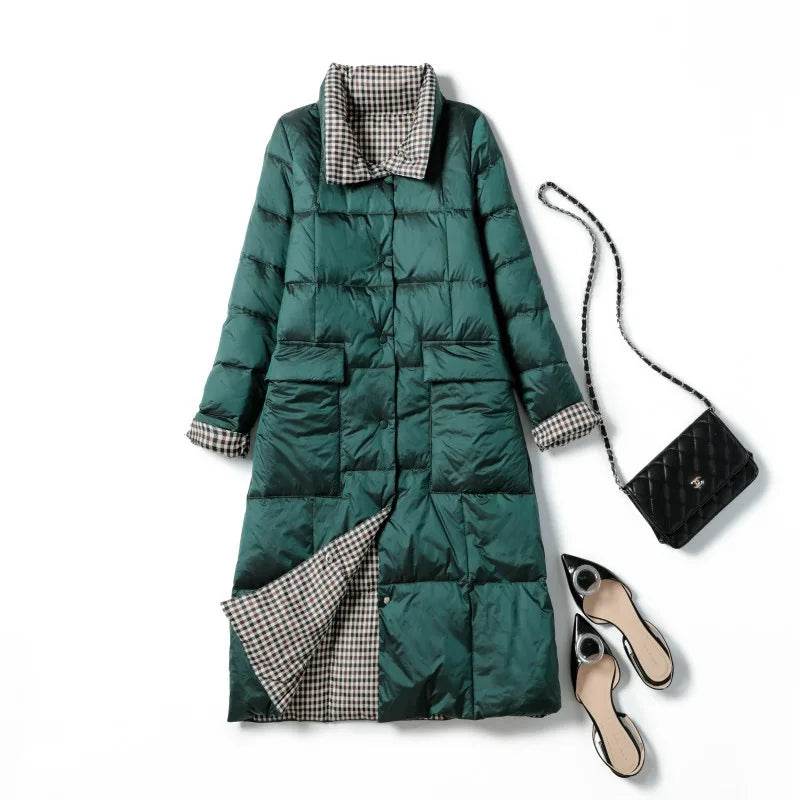 Buy Center Women's Duck Down Jacket - Warm Plaid Coat for Winter - Buy Center UK