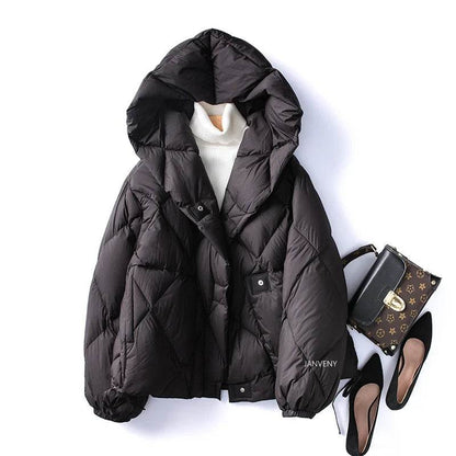 2024 Winter Women’s Short Jacket - 90% White Duck Down Puffer - Buy Center UK