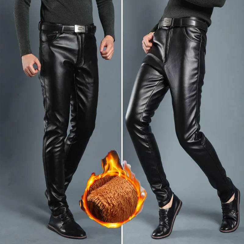 Buy Center Men's Faux Leather Pants - Slim Fit Black Leggings - Buy Center UK