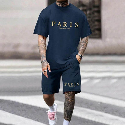 Hot Summer Men's Casual Suit - Letter Print T-Shirt & Shorts Set - Buy Center UK