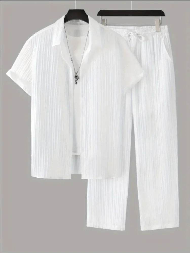 Buy Center 2024 Striped Short Sleeve Shirt - Trendy Button-Up Style - Buy Center UK