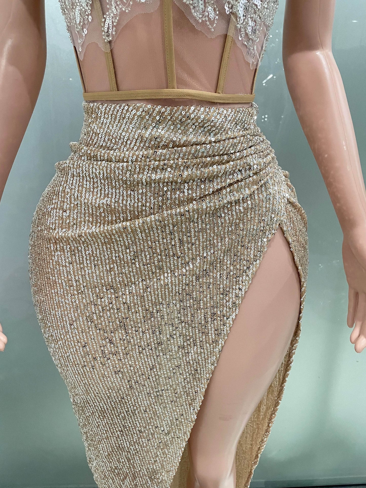 Buy Center Glitter Rhinestone Two-Piece Dress for Party & Nightclub - Buy Center UK