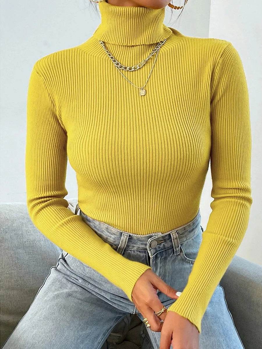 Buy Center Women’s Knit Turtleneck Sweater - Cozy Autumn Winter Jumper - Buy Center UK