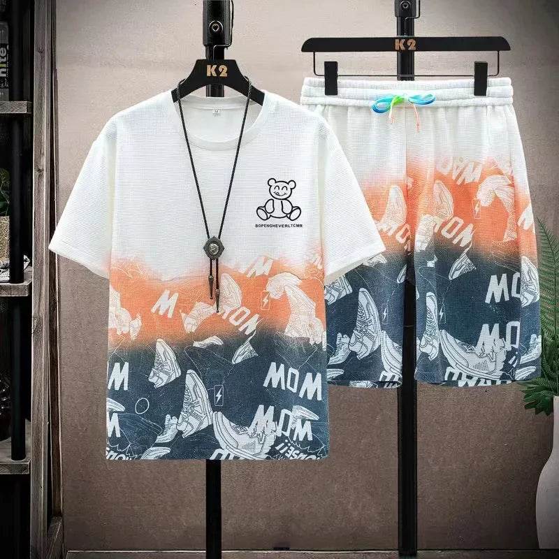 Buy Center Men's Gradient T-Shirt Set - Casual Summer Outfit - Buy Center UK