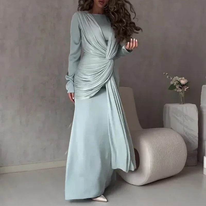 Elegant O Neck High Waist Slim Party Dress - Chic Evening Gown - Buy Center UK