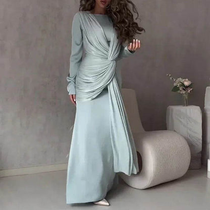 Elegant O Neck High Waist Slim Party Dress - Chic Evening Gown - Buy Center UK