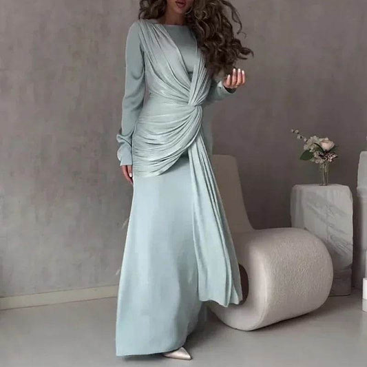 Elegant O Neck High Waist Slim Party Dress - Chic Evening Gown - Buy Center UK