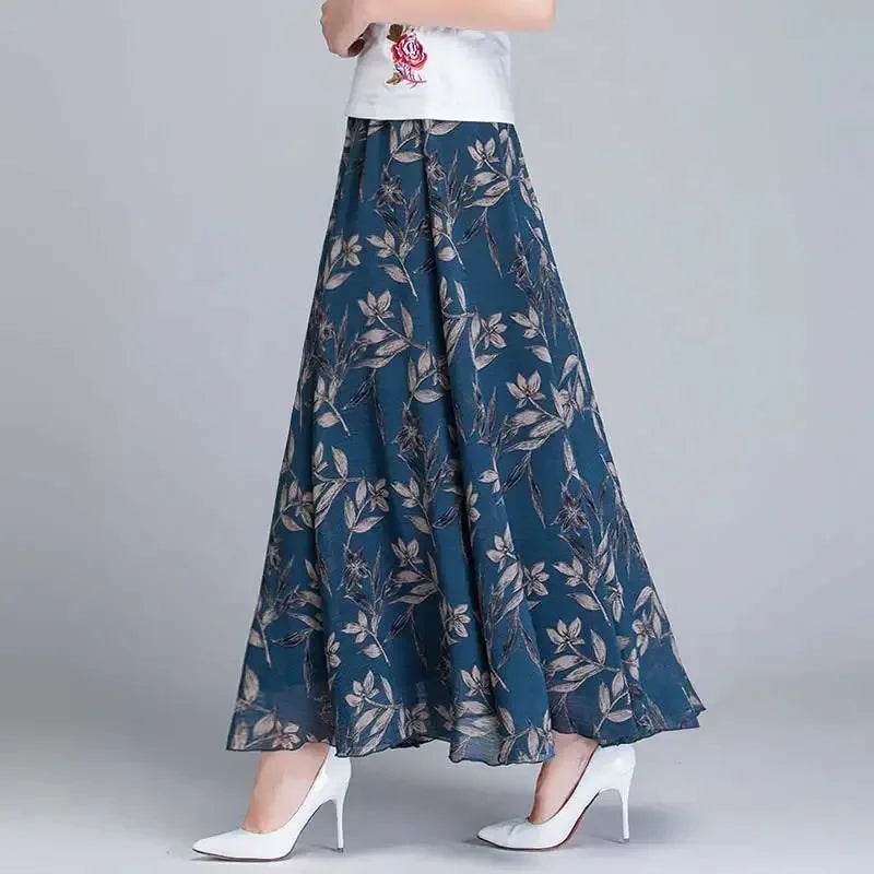 Elegant Floral Chiffon Skirt - Ankle Length for Spring & Summer - Buy Center UK