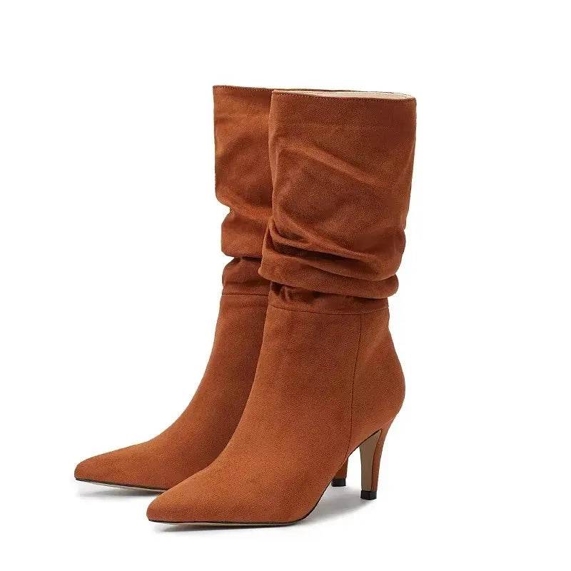 Eilyken Vintage Mid-Calf Booties - Pointed Toe, Thin Low Heels - Buy Center UK